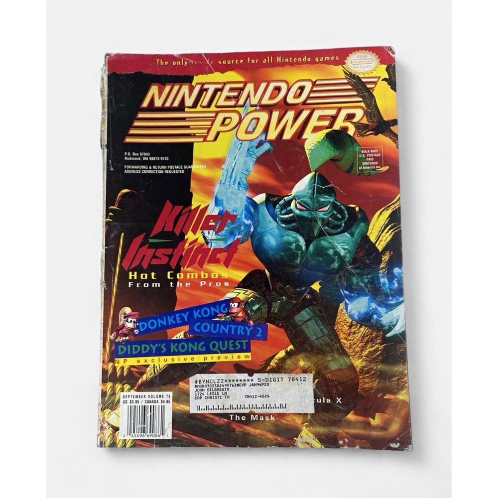 VTG Nintendo Power Vol 76 September 1995 Killer Instinct DKC 2 Batman Poster